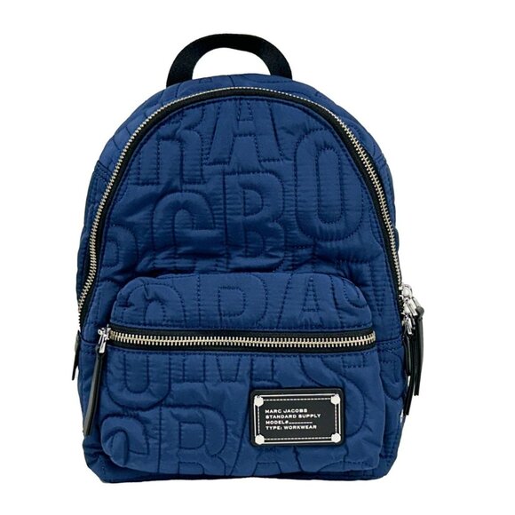 NEW Marc Jacobs Small Blue Quilted Backpack Bookbag Nylon Fabric Womens main image 4